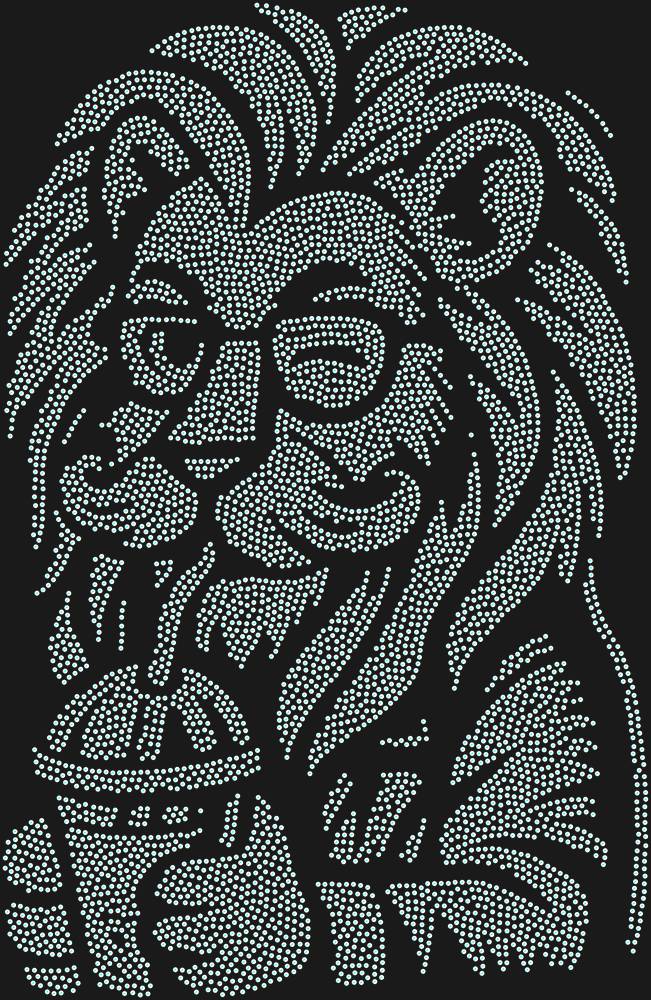 Трафарет Лев-хипстер — RHT_LIONHIPSTER1_SS8_CRYSTAL_AB_DMC