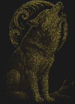 Трафарет из страз «Волк, воющий на луну» оживит вашу вещь сиянием 7365 мерцающих огоньков, запечатлевая мощь и зов дикой природы.