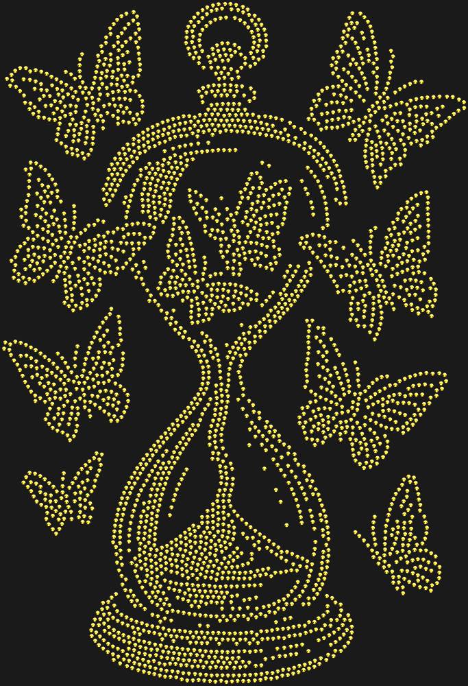 Трафарет Песочные часы с бабочками — RHT_HOURGLASS1_SS10_GOLD