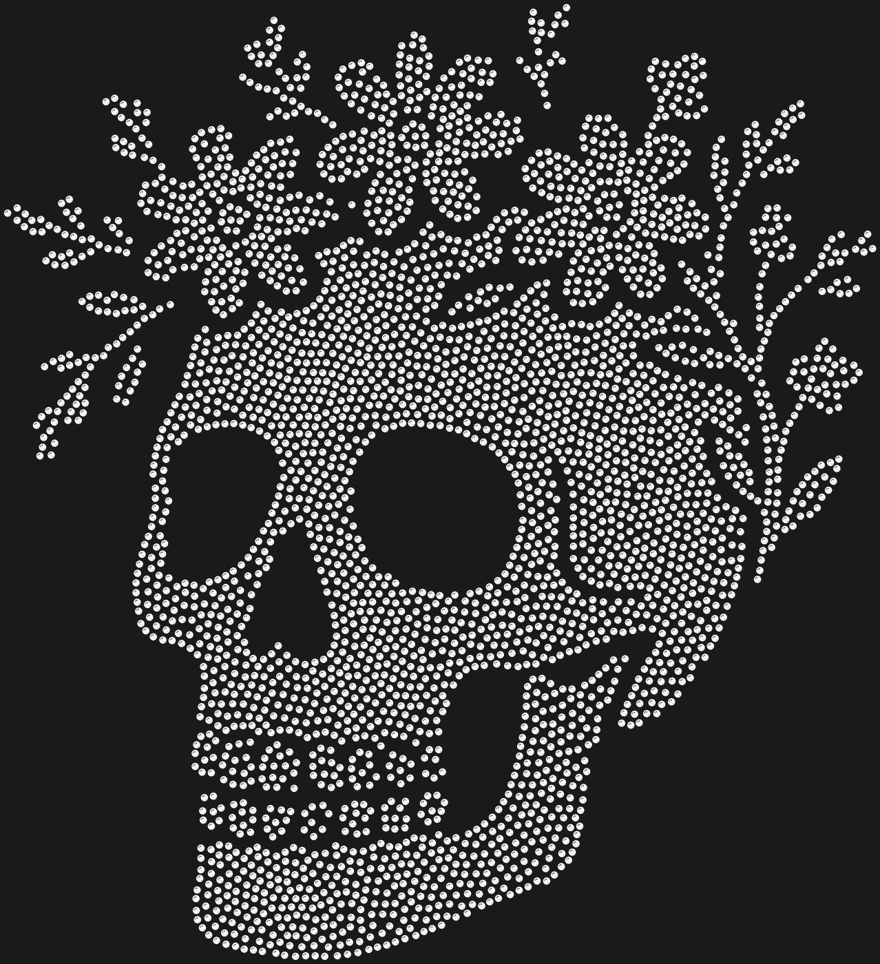 Трафарет Череп с венком из полевых цветов — SKULLFLOWERS1