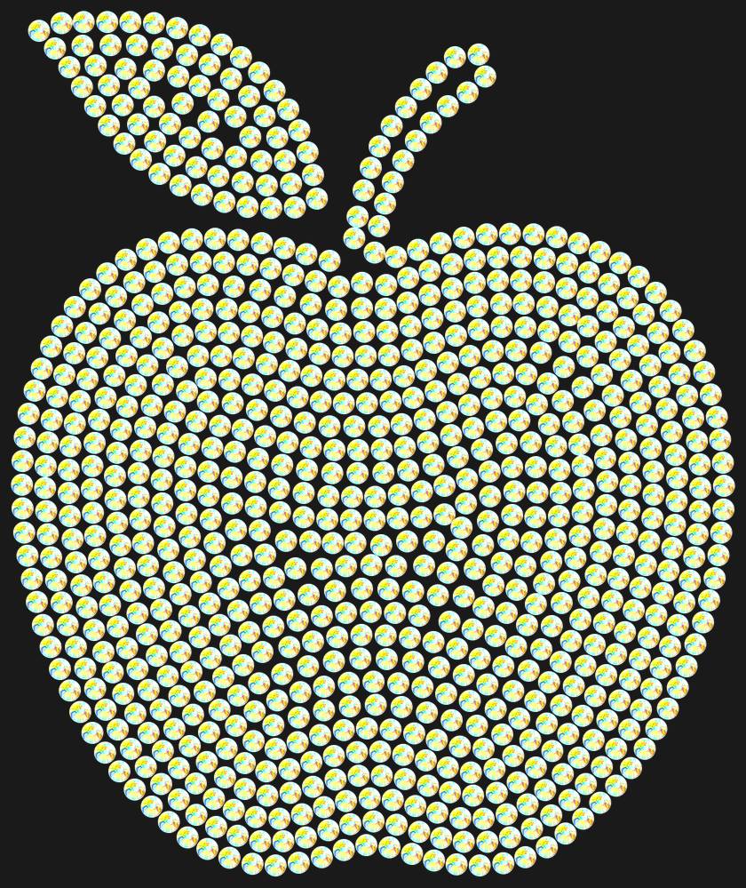 Трафарет Apple with a leaf (solid color) — RHT_APPLE1_SS12_CRYSTAL_AB