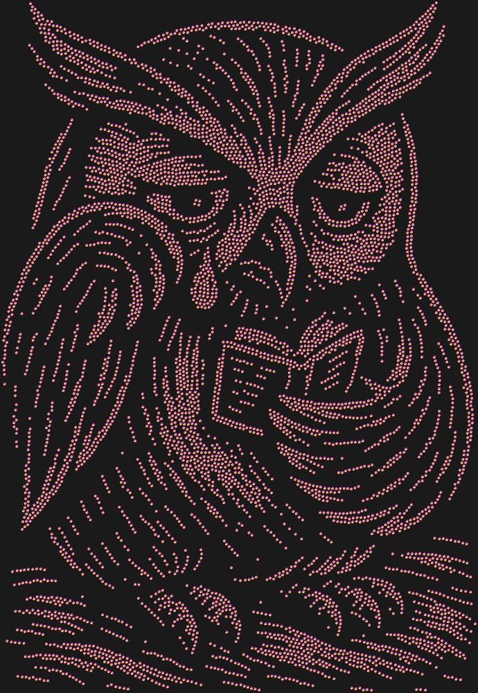 Трафарет An owl reading a sad little book — RHT_OWL3_SS12_RAINBOW