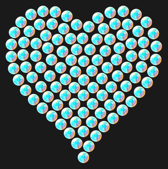Трафарет Mini heart dense — RHT_HEART1_SS12_CRYSTAL_AB_DMC