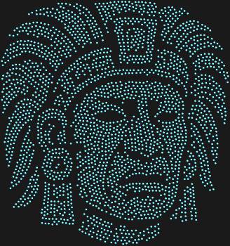Diamond painting kit "Mayan Mask". 2573 rhinestones. A powerful gaze, framed by feathers, as if transporting you to an era of rituals, temples, and shamanic power—a visual portal to eternity.