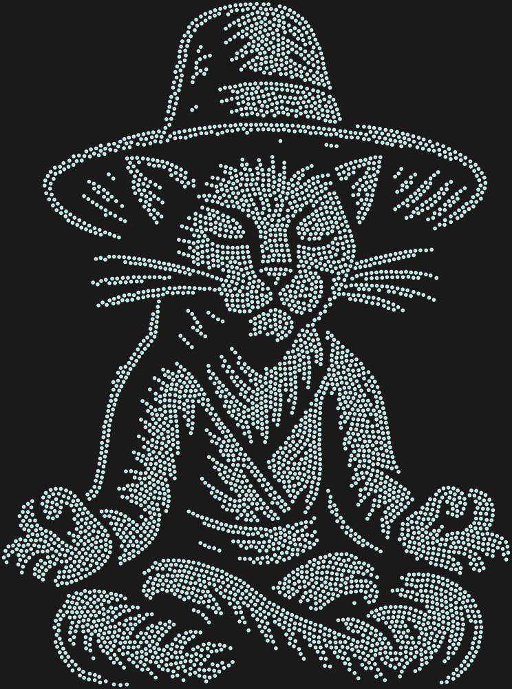 Трафарет Levitating cat in a hat — RHT_CATMEDITATE1_SS10_CRYSTAL_AB_DMC