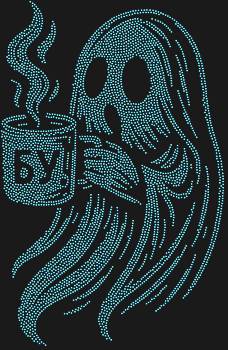 Призрак, пьющий кофе — это 4476 искрящихся страз, которые оживят таинственную историю, замершую в чашке ароматного блаженства.