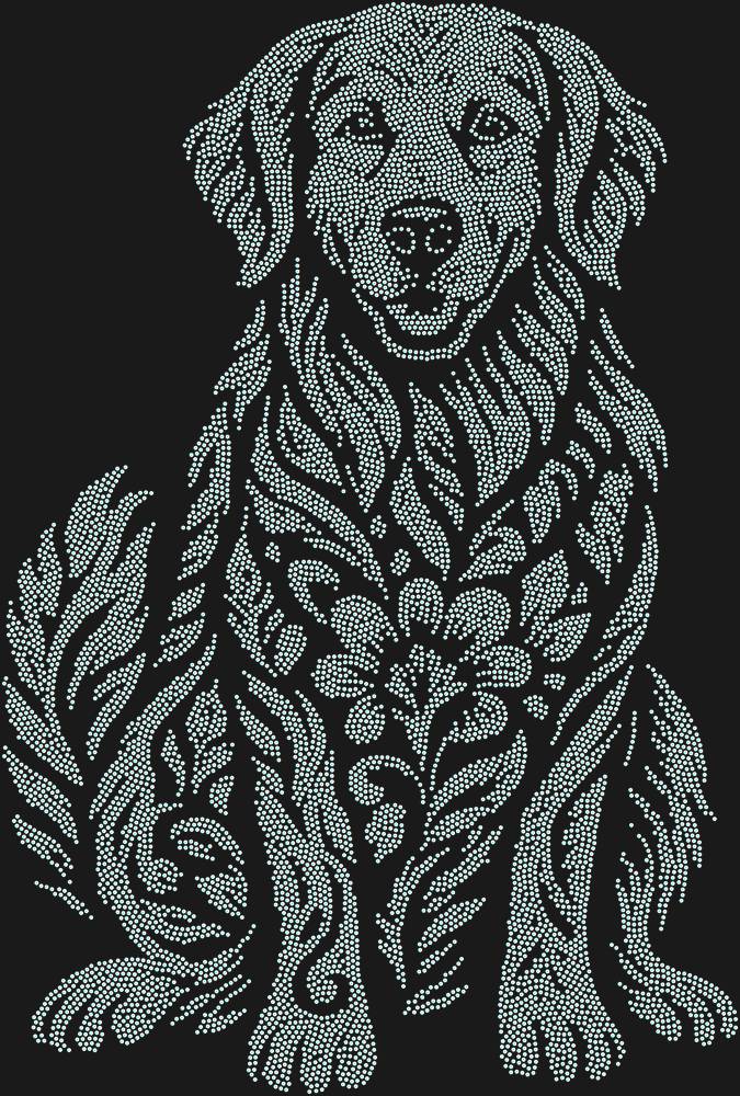 Трафарет Золотистый ретривер — RHT_GOLDENRETRIEVER1_SS10_CRYSTAL_AB_DMC