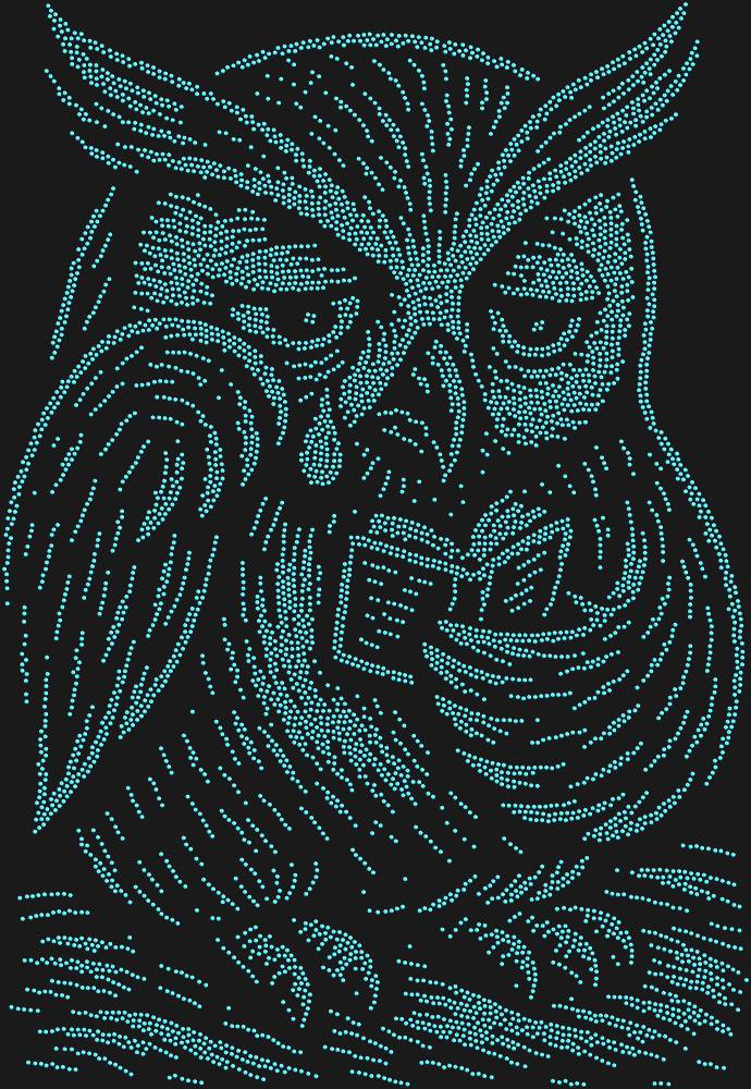 Трафарет Сова, читающая грустную книжечку — RHT_OWL3_SS6_LT_SAPPHIRE
