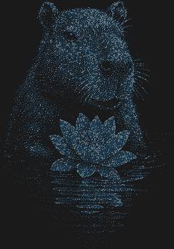 Рисунок из страз по номерам «Капибара с цветком лотоса» с 8641 сияющей стразой: окунитесь в медитативное волшебство, создавая нежный образ безмятежности, который оживёт под вашими руками, даря умиротворение и красоту.