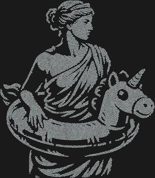 Статуя в круге-единороге, сияющая 8765 искрами страз, перенесёт вас в мир грёз, где каждый взгляд — это волшебство, застывшее в форме.