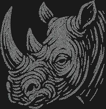 Rhinoceros by Numbers kit. 5002 rhinestones. A realistic yet artistic interpretation of the African giant. Perfect for a large wall panel.