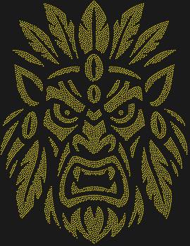 Трафарет из страз «Маска Колдун - Африка», в котором сияют 6200 огней, пробуждает древние тайны, перенося в сердце неизведанного континента, где властвуют духи и мифы.