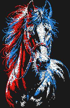 Шаблон «Триколорная лошадка» – это не просто рисунок из 7261 сверкающей стразы, это воплощение грации, что затанцует на вашем холсте, раскрасив мир волшебством.