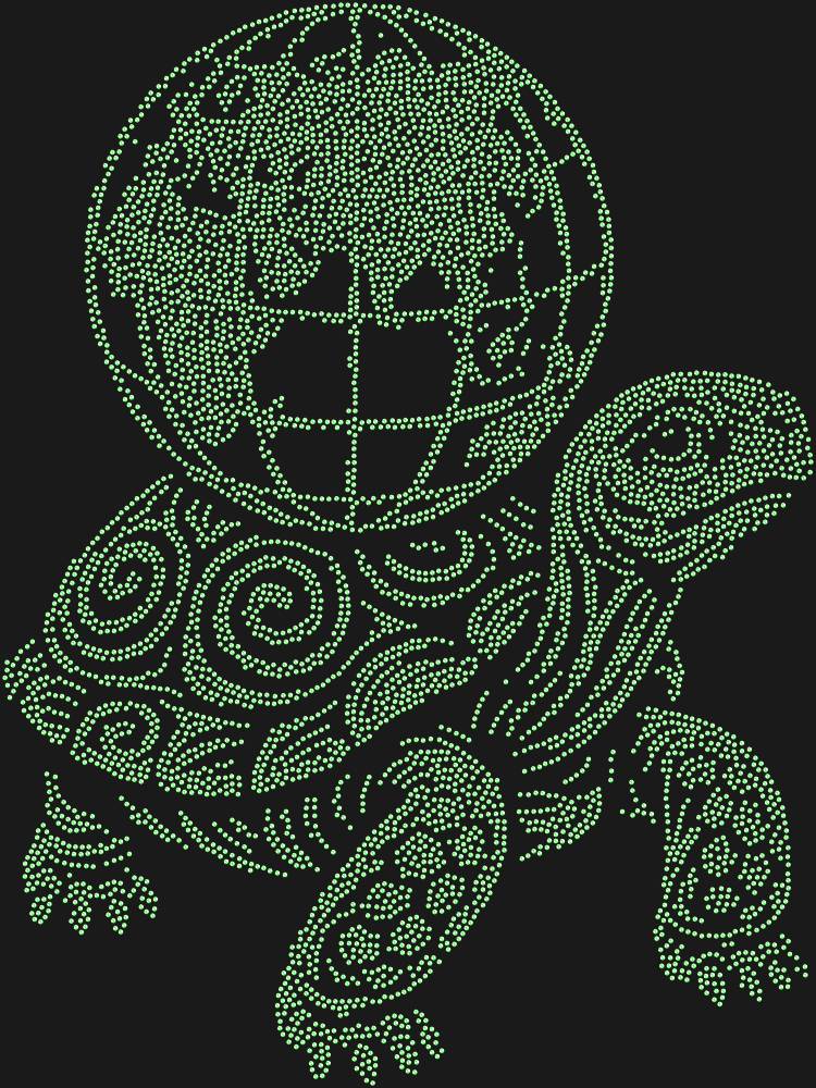 Трафарет Черепаха, держащая земной шар — RHT_TURTLE3_SS10_LT_PERIDOT