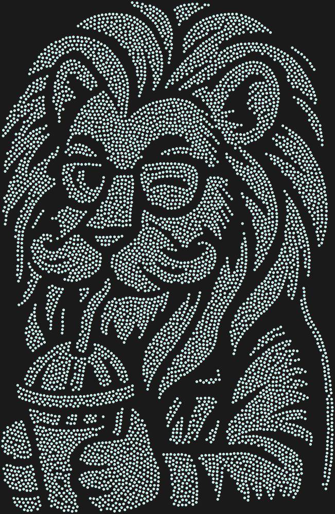 Трафарет Лев-хипстер — RHT_LIONHIPSTER1_SS16_CRYSTAL_AB_DMC