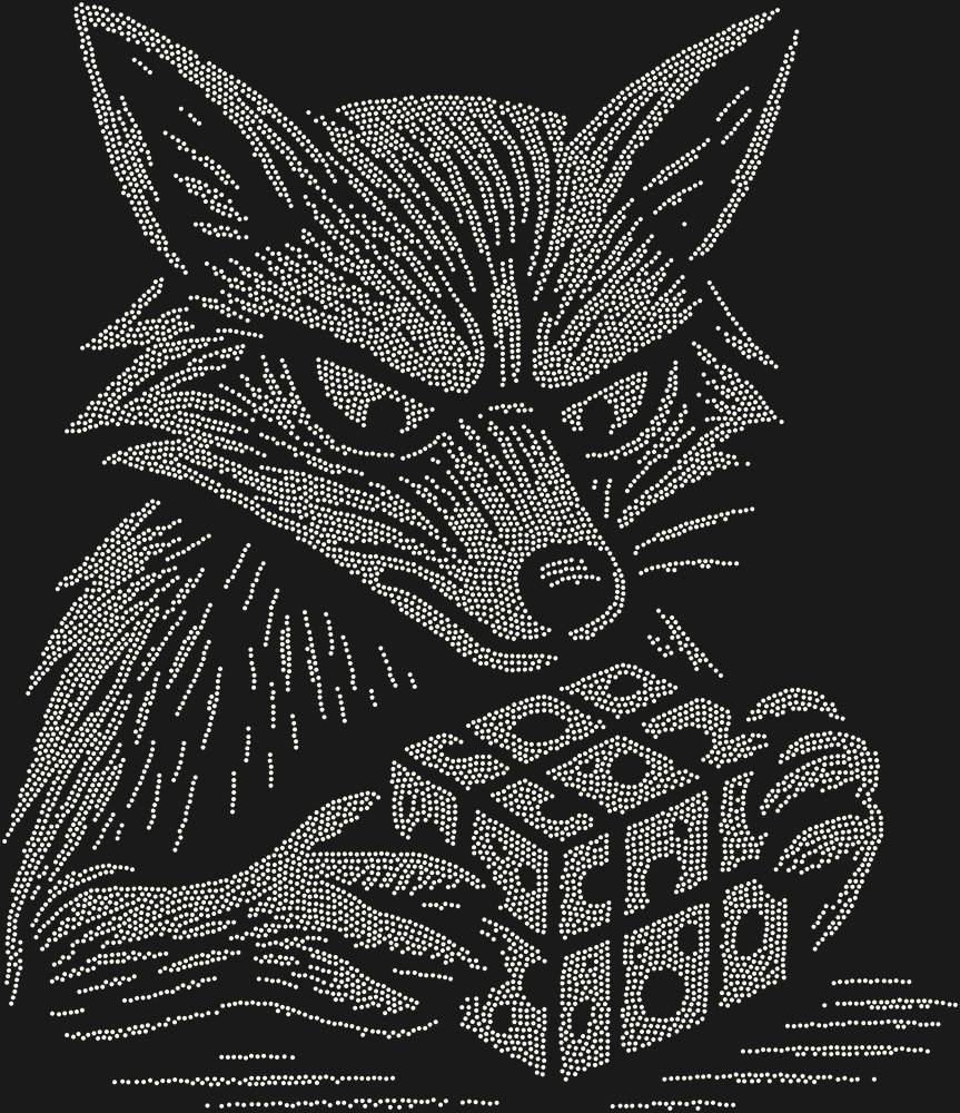 Трафарет Лиса, собирающая кубик рубика (высокое разрешение) — RHT_FOXCUBE2_SS5_CRYSTAL_AB