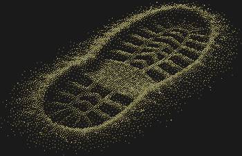 След ботинка, словно застывший отголосок тайны, воссоздан с помощью 5335 сияющих страз, чтобы оставить на вашей одежде манящий след загадки.