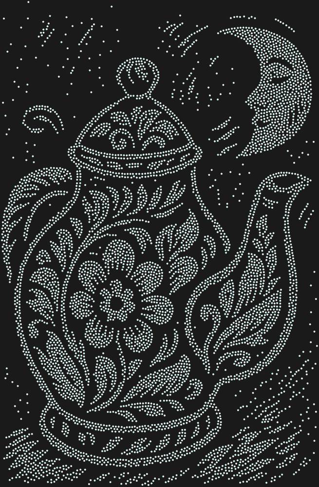 Трафарет The kettle is talking to the moon — RHT_TEAPOTMOON1_SS3_CRYSTAL_AB_DMC