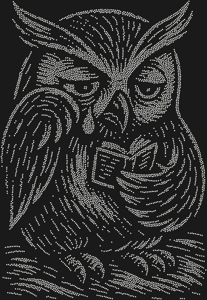 Трафарет An owl reading a sad little book — RHT_OWL3_SS6_CRYSTAL_AB