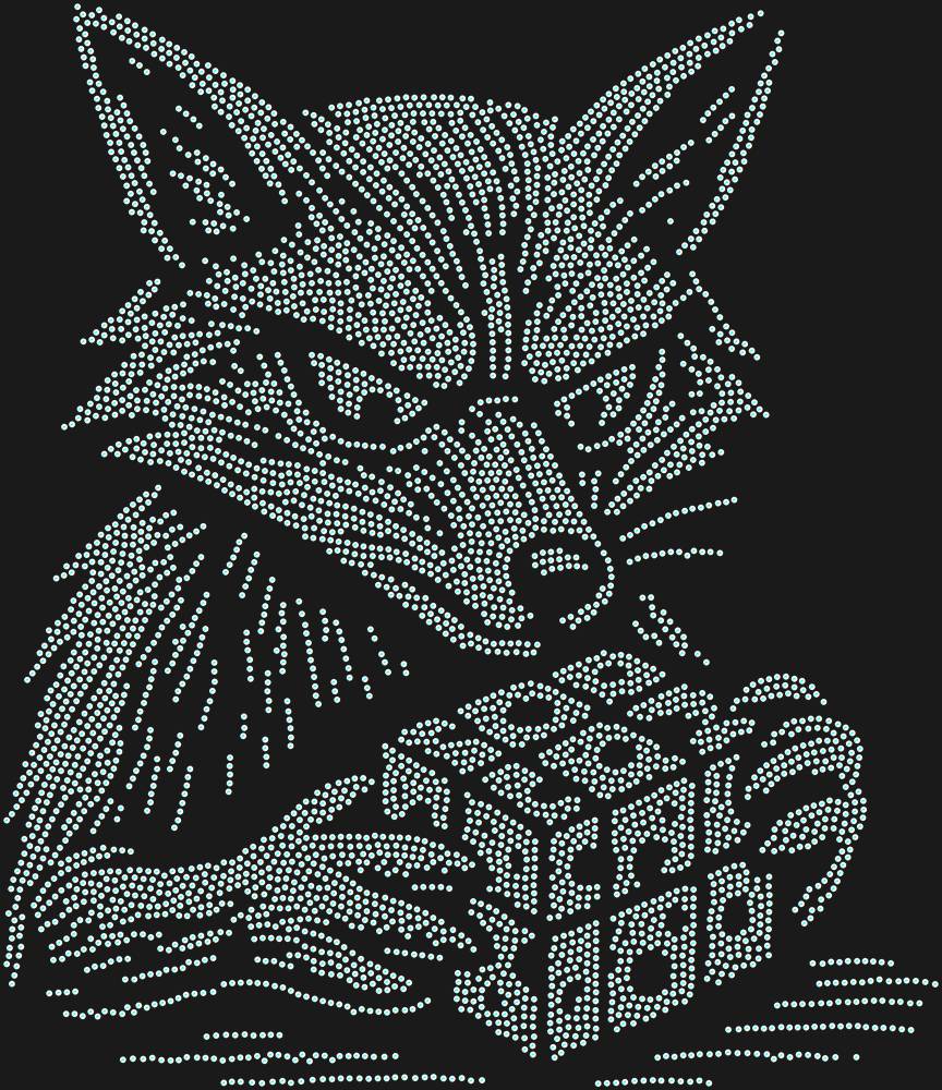 Трафарет Лиса, собирающая кубик рубика — RHT_FOXCUBE1_SS4_CRYSTAL_AB_DMC