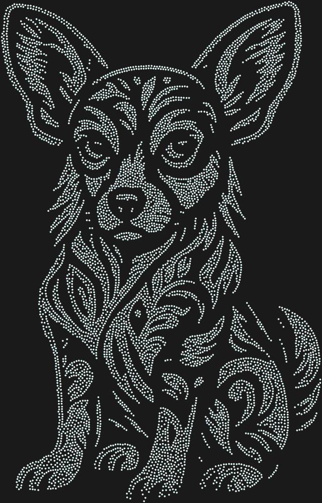 Трафарет Чихуахуа — RHT_CHIHUAHUA1_SS10_CRYSTAL_AB_DMC