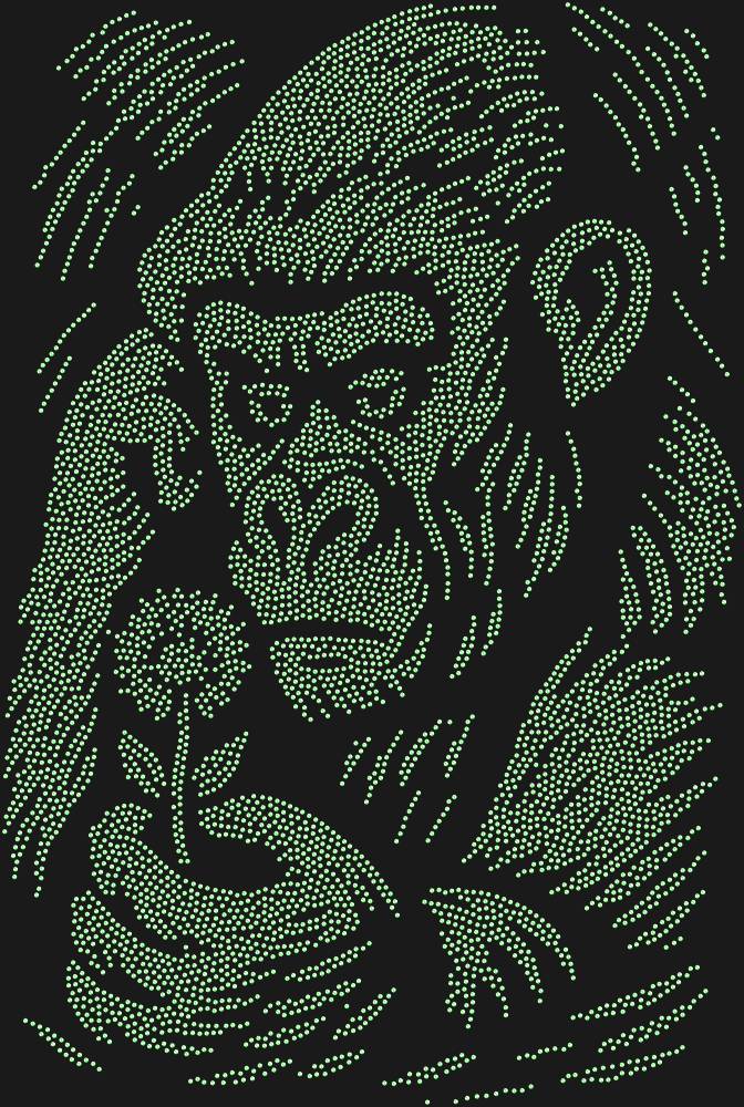 Трафарет Горилла и цветок — RHT_GORILLA1_SS10_LT_PERIDOT