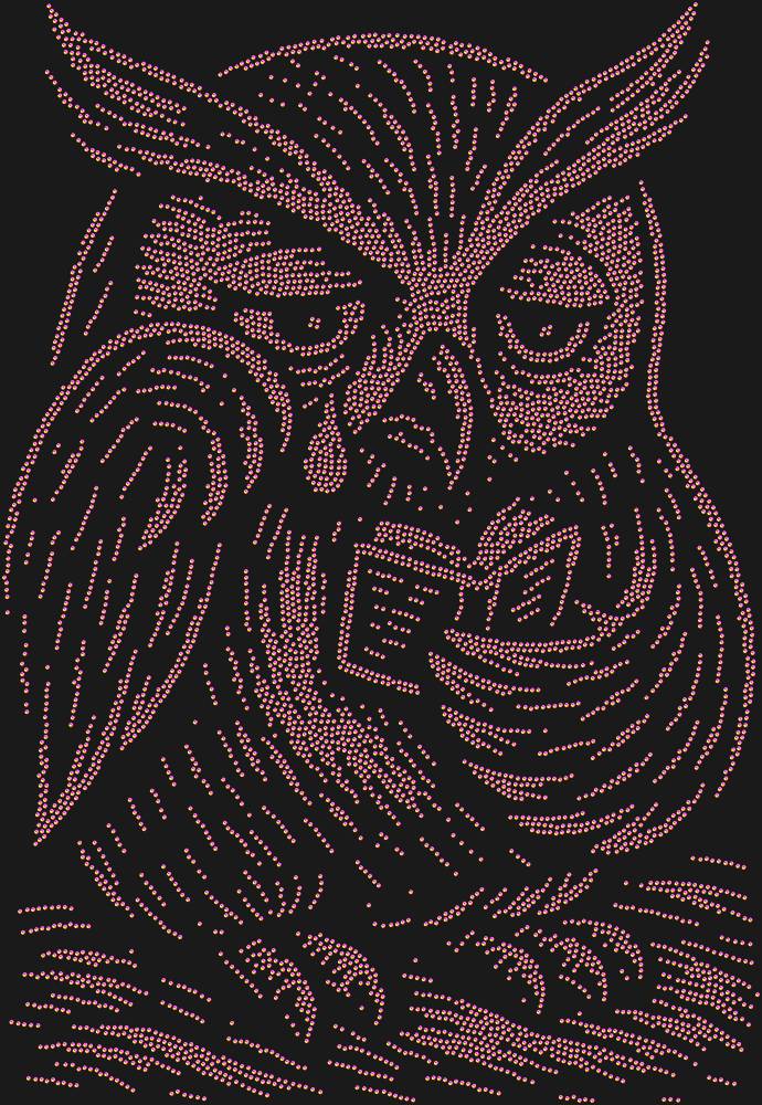 Трафарет An owl reading a sad little book — RHT_OWL3_SS10_RAINBOW