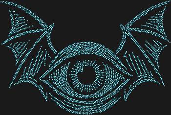Unusual "Flying Eye" rhinestone stencil by numbers. 2565 rhinestones. A floating eye with wings - like an observer from another dimension, for those who love to play with symbols and style.