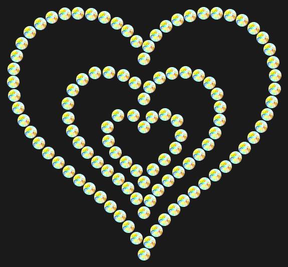 Трафарет Triple heart — RHT_HEART7_SS6_CRYSTAL_AB