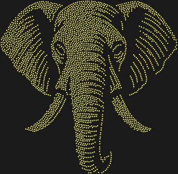 "Elephant" stencil by numbers. 2831 rhinestones. A symbol of luck and longevity, this image imbues the item with meaning, power, and the aesthetics of true greatness.