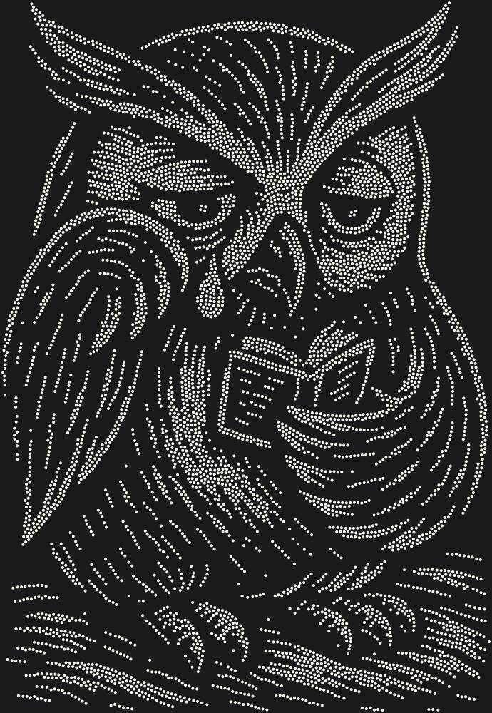 Трафарет An owl reading a sad little book — RHT_OWL3_SS10_CRYSTAL_AB