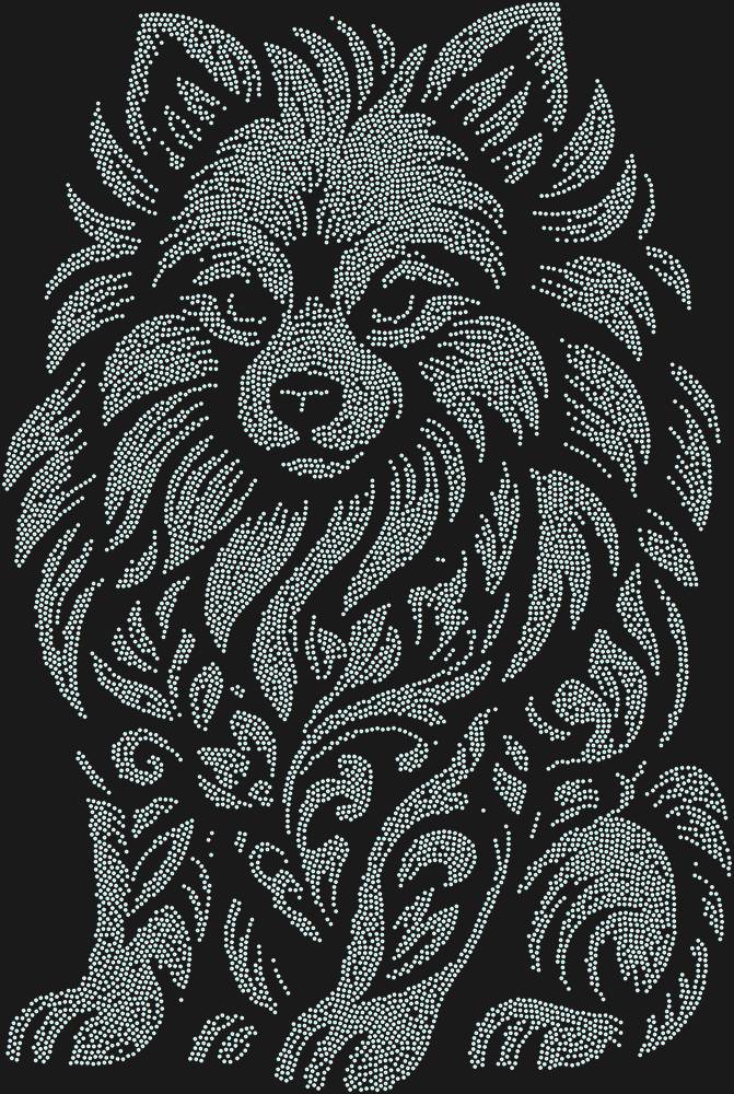 Трафарет Pomeranian Spitz — RHT_SPITZ1_SS8_CRYSTAL_AB_DMC