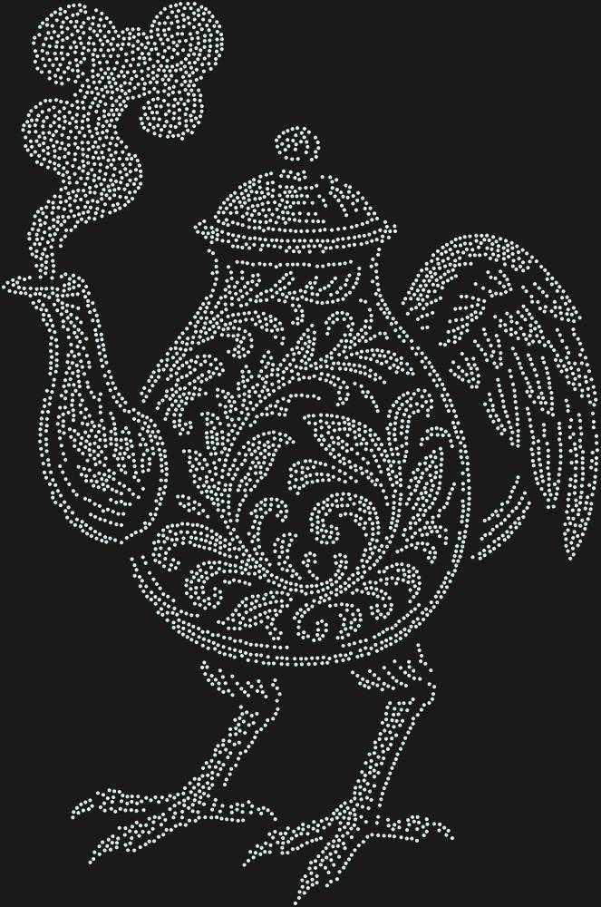 Трафарет Чайник на курьих ножках — RHT_CHICKENTEA1_SS20_CRYSTAL_AB_DMC