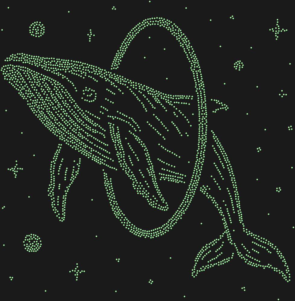 Трафарет Кит, прыгающий в обруч в космосе — RHT_WHALE1_SS16_LT_PERIDOT