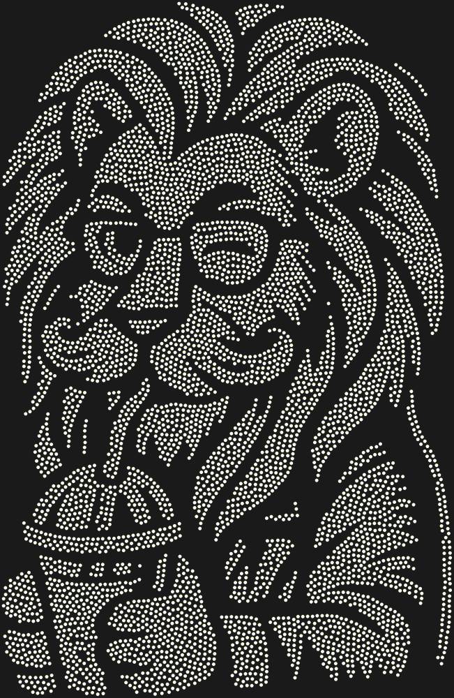 Трафарет Лев-хипстер — RHT_LIONHIPSTER1_SS5_CRYSTAL_AB