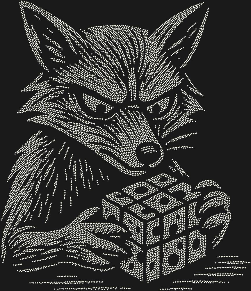 Трафарет Лиса, собирающая кубик рубика (высокое разрешение) — RHT_FOXCUBE2_SS12_CRYSTAL_AB