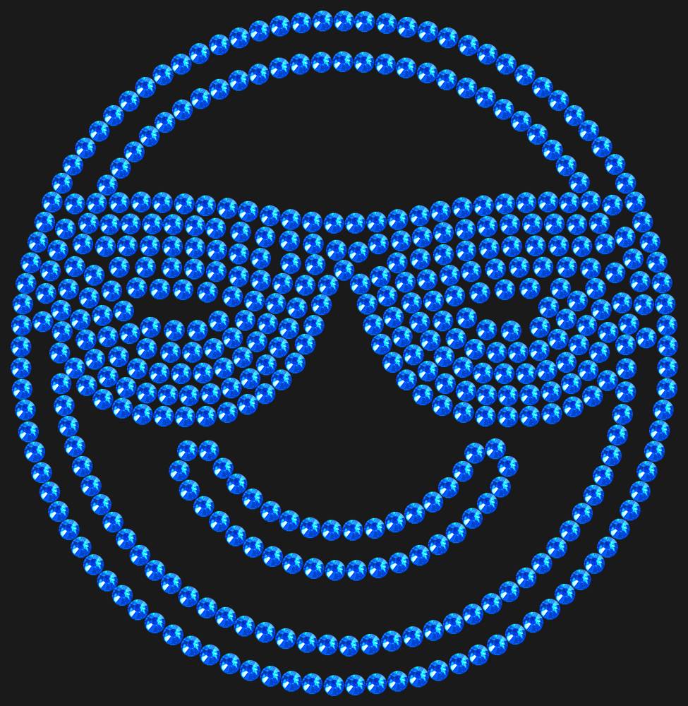 Трафарет Smiling face with sunglasses — RHT_SMILE3_SS10_SAPPHIRE