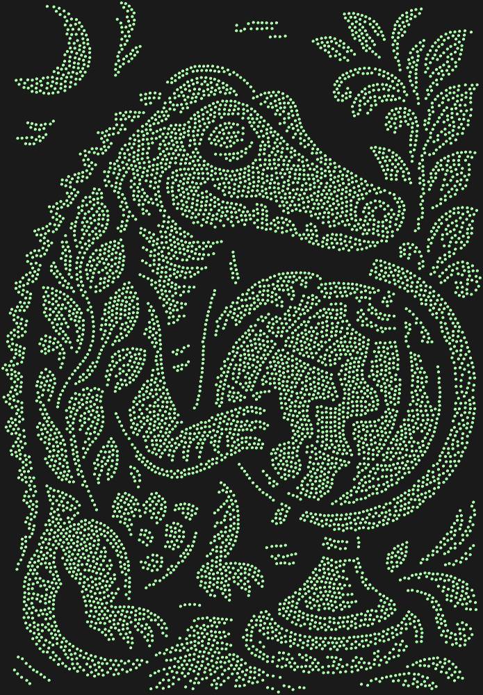 Трафарет Крокодил и старый глобус — RHT_CROCODILEGLOBE1_SS16_LT_PERIDOT