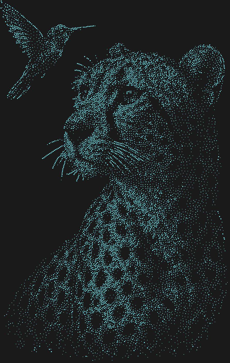 Трафарет Гепард и колибри — CHEETAHHUMMINGBIRD1