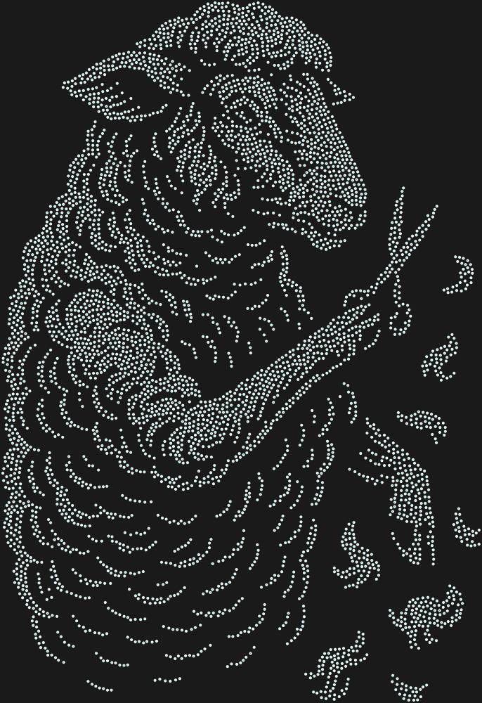 Трафарет Стригущаяся овца — RHT_SHEEP1_SS12_CRYSTAL_AB_DMC