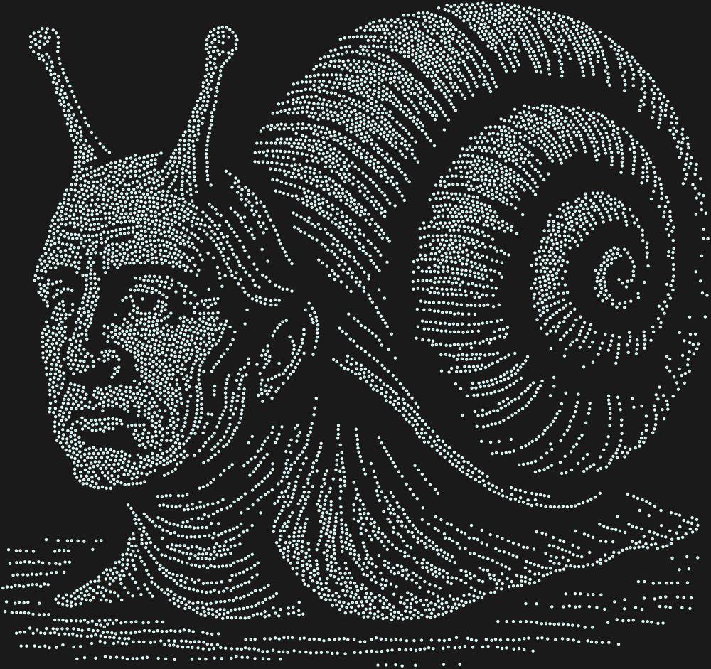 Трафарет Улитка с головой мыслителя — RHT_SNAIL2_SS12_CRYSTAL_AB_DMC
