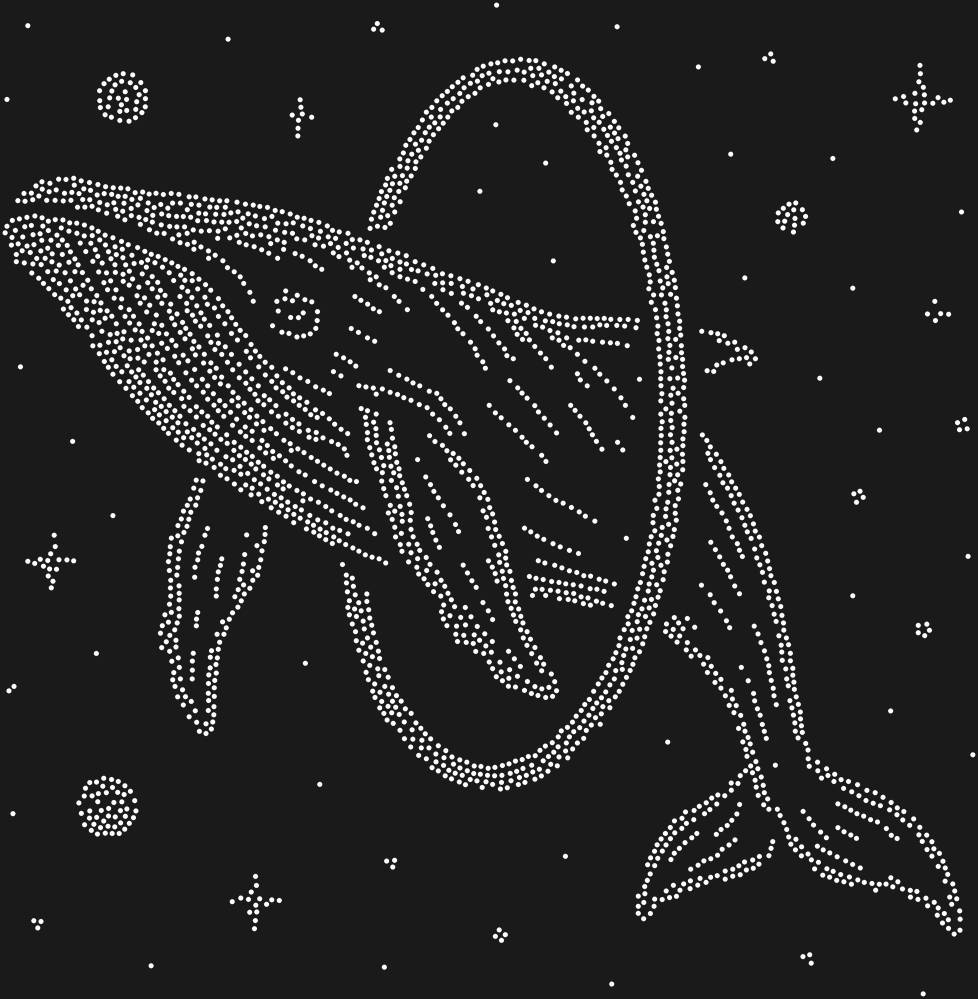 Трафарет Кит, прыгающий в обруч в космосе — RHT_WHALE1_SS10_CRYSTAL_CLEAR
