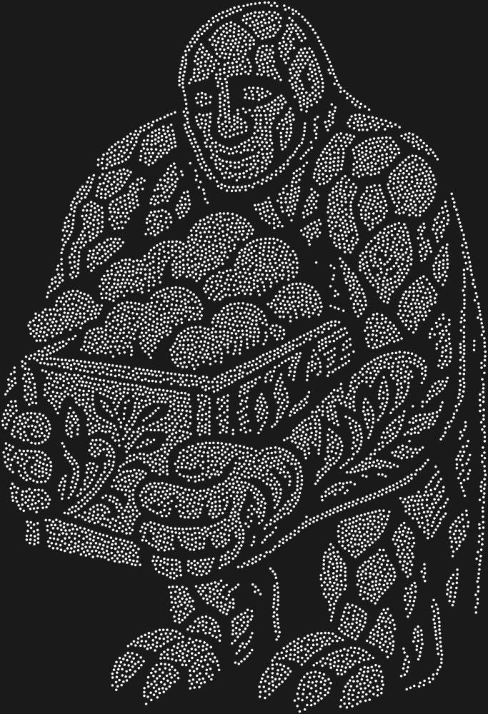 Трафарет Stone golem and a box with clouds — RHT_GOLEMCLOUD1_SS20_CRYSTAL_CLEAR