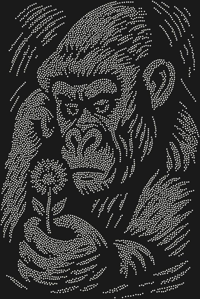 Трафарет Горилла и цветок — RHT_GORILLA1_SS20_CRYSTAL_AB