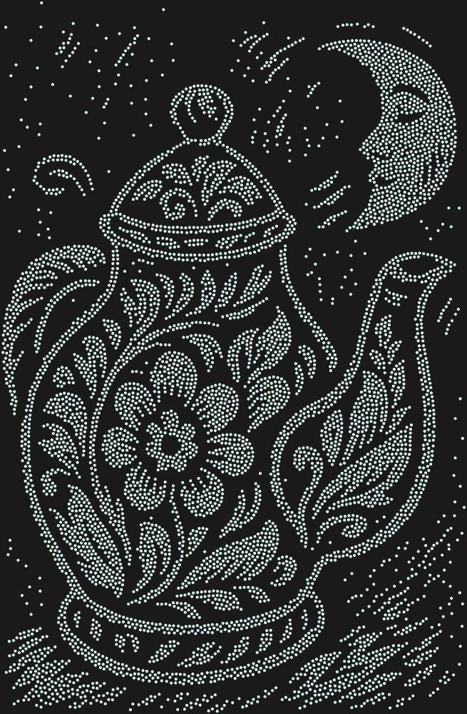 Трафарет The kettle is talking to the moon — RHT_TEAPOTMOON1_SS10_CRYSTAL_AB_DMC