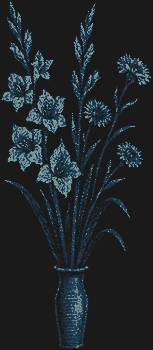 Букет гладиолусов и васильков, сияющий 9509 стразами, расцветает великолепием грациозных линий, устремлённых к небу, в вашей творческой симфонии.