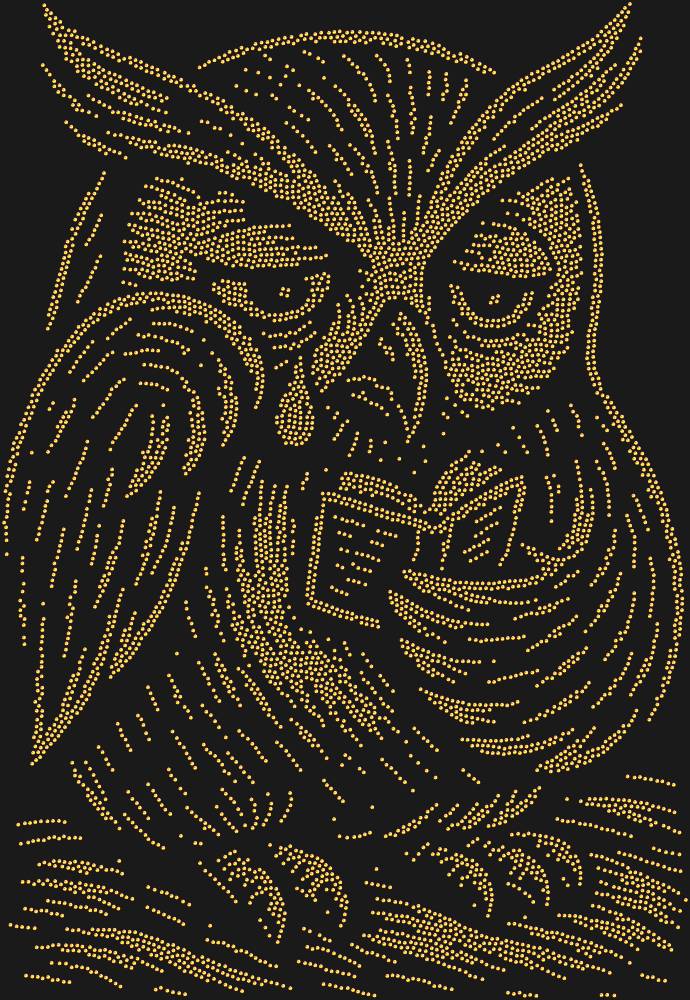 Трафарет An owl reading a sad little book — RHT_OWL3_SS6_RED_VOLCANO