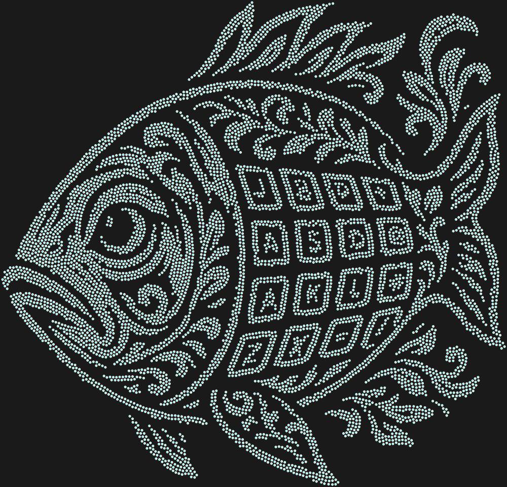 Трафарет Рыба Клава — RHT_FISHKEYB1_SS10_CRYSTAL_AB_DMC