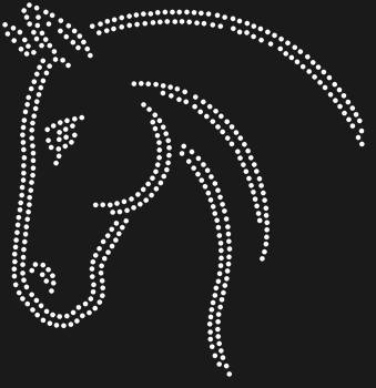 Рисунок из страз «Лошадь» на 422 сияющих кристаллах оживит грацию и спокойствие, замершие в изящном профиле.