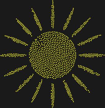 Stencil by numbers "Sun with rays". 1135 rhinestones. A motif that awakens energy and creates an atmosphere of happiness and well-being.